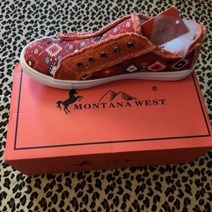 Montana West Red and Orange Patterned Sneakers